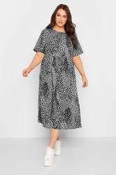 YOURS Plus Size Grey Mixed Animal Print Midi Smock Dress | Yours Clothing