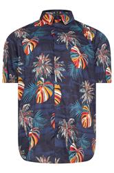 KAM Big & Tall Navy Blue Palm Print Shirt | BadRhino 2