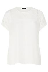 EVANS Curve White Lace Detail Short Sleeve Top