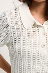 PixieGirl Petite Women's Ivory White Crochet Polo Top | PixieGirl 4