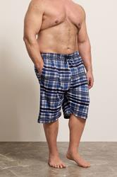 KAM 2 PACK Navy Blue & Check Lounge Shorts | BadRhino 1