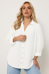 YOURS Plus Size Ivory White Button Through Blouse | Yours Clothing 3