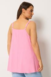YOURS Plus Size Pink Crochet Linen Cami Vest Top | Yours Clothing 2