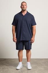 BadRhino Big & Tall Navy Blue Revere Slub Shirt | BadRhino 1