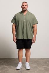 JACK & JONES Big & Tall Olive Green Linen Blend Resort Shirt | BadRhino 1