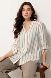 M&Co White & Natural Brown Stripe Tab Sleeve Shirt 3