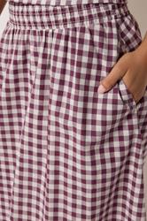 PixieGirl Petite Women's Plum Purple Gingham Cotton Shirred Maxi Skirt | PixieGirl 5