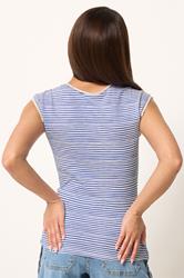 PixieGirl Petite 2 PACK Women's White & Blue Stripe Cotton Vest Top | PixieGirl 5