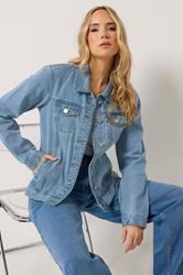 LTS Tall Womens Blue Mid Wash Cotton Denim Jacket | Long Tall Sally 6