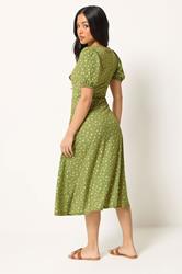 PixieGirl Petite Green Ditsy Floral Midi Dress | PixieGirl 2
