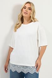 YOURS Plus Size Ivory White Lace T-Shirt | Yours Clothing 3