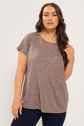 YOURS Plus Size Natural Spot Print Short Sleeve Top | Yours Clothing 3
