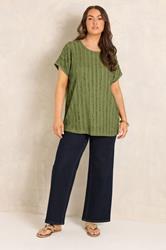 EVANS Plus Size Green Textured Front Top | Evans 2