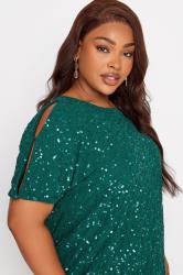 LUXE Plus Size Light Pink Sequin Hand Embellished Cape Dress