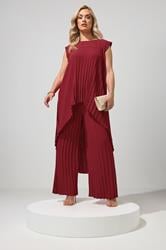 YOURS LONDON Plus Size Red Pleated Set | Yours Clothing 1