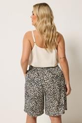 YOURS Plus Size Brown Leopard Textured Shorts | Yours Clothing 2
