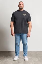 BadRhino Big & Tall Grey  Snake & Skull Graphic Acid Wash T-Shirt | BadRhino 1