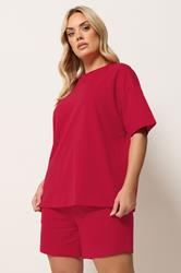 YOURS Plus Size Red T-Shirt & Short Sweat Set | Yours Clothing 3