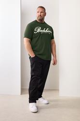 BadRhino Big & Tall Dark Green Embroidered Script T-Shirt | BadRhino 3