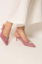 LTS Pink Hammered Slingback Heels In Standard Fit | Long Tall Sally 1