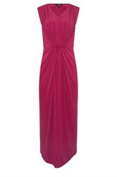 LTS Tall Women's Berry Red Gathered Front Midi Dress | Long Tall Sally 5