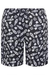 KAM Big & Tall Navy Blue Geometric Swim Shorts | BadRhino 2