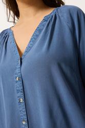YOURS Plus Size Blue Chambray Blouse | Yours Clothing 4