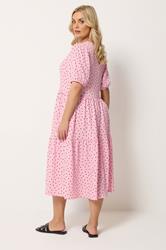 YOURS Plus Size Pink Polka Dot Tiered Dress | Yours Clothing 2