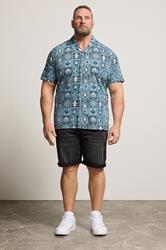 D555 Big & Tall Teal Blue Cuban Short Sleeve Shirt | BadRhino 1