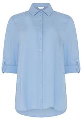 M&Co Blue Crinkle Tab Sleeve Shirt