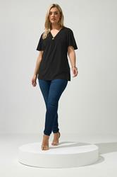 YOURS LONDON Plus Size Black Buckle Swing Top | Yours Clothing 1