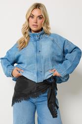 YOURS Plus Size Black Lace Satin Scarf | Yours Clothing 1