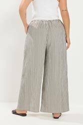 YOURS Plus Size Brown & White Striped Wide Leg Trousers | Yours Clothing 2