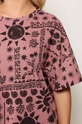 YOURS Plus Size Pink Mixed Celestial T-Shirt | Yours Clothing 4