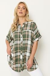 YOURS Plus Size Green Checked Shirt | Yours Clothing 1
