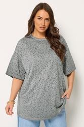 YOURS Plus Size Grey Animal Burnout T-Shirt | Yours Clothing 3