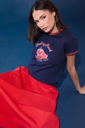 PixieGirl Petite Women's Navy Blue Tomato Graphic Cotton T-Shirt | PixieGirl 3