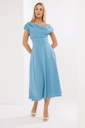 STAR Blue Off Shoulder Fit and Flare Dress | StarByJM 3