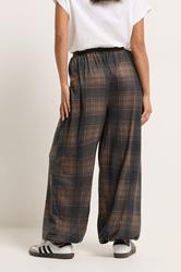PixieGirl Petite Women's Brown Check Balloon Trousers | PixieGirl 2