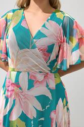 YOURS LONDON Plus Size Teal Floral Print Maxi Wrap Dress | Yours Clothing 4