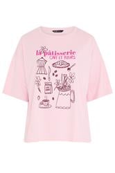 YOURS Curve Pink 'La Patisserie' Graphic T-Shirt