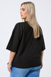 LIMITED COLLECTION Plus Size Black Floral Knitted Boxy T-Shirt 2