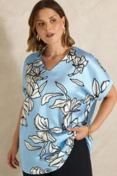 EVANS Plus Size Light Blue Floral Top | Evans 3
