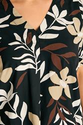 EVANS Plus Size Black Leaf Print Pleat Top | Evans 4