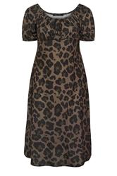 LIMITED COLLECTION Plus Size Brown Leopard Tie Neck Dress  | Yours Clothing 5