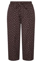 YOURS Plus Size Chocolate Brown Polka Dot Barrel Trousers | Yours Clothing 6