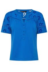 M&Co Petite Cobalt Blue Broderie Cotton T-Shirt