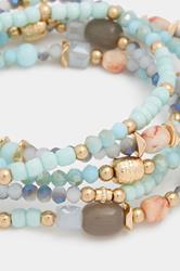 YOURSET 5 PACK Gold Tone Beaded Stretch Bracelet Set | Yours Clothing 2