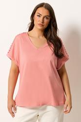 YOURS Plus Size Pink Lattice Grown On Sleeve T-Shirt | Yours Clothing 3