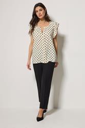 M&Co Ivory White Polka Dot Frill Sleeve Blouse | M&Co 1